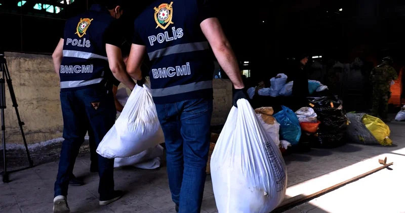 Bakıda polis 4.5 ton narkotik vasitəni məhv edib FOTOLAR