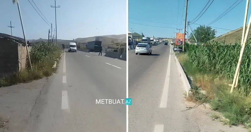 Xocəsənin əsas yolunda piyada səkisi yoxdur VİDEO