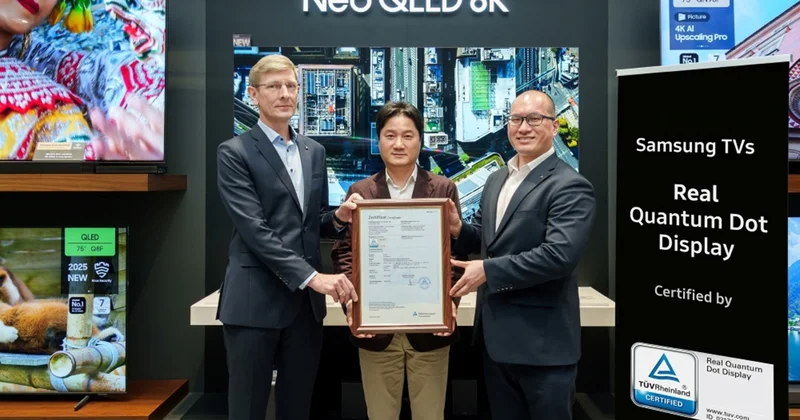 Samsung, kadmiumsuz, təhlükəsiz və ekoloji kvant displeylərinin istehsalına görə SGS və TÜV Rheinland kimi beynəlxalq sertifikatlara layiq görülüb