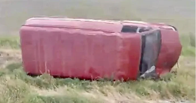 Sürücü yola çıxan eşşəyi vurmamaq üçün “Ford Transit”i aşırdı VİDEO