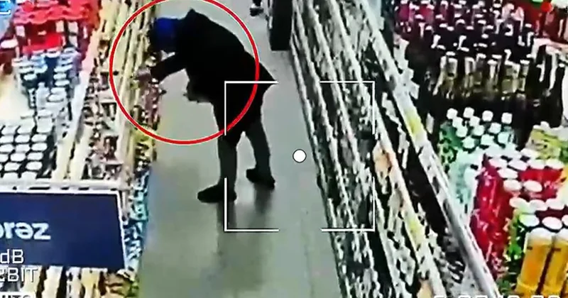 Marketdən oğurluq edərkən kameraya düşdü, saxlanıldı Video