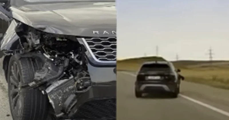 Maşının təkəri çıxıb arxadan gələn “Range Rover”ə çırpıldı Video