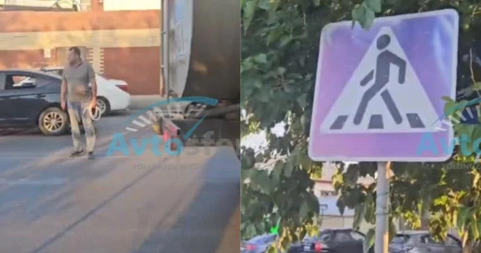 Mehdiabadın mərkəzi yolunda sürücülər və piyadalar taleyin ümidinə qalıb VİDEO