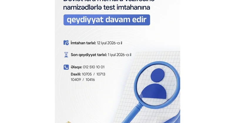 Dövlət icra məmuru vəzifəsinə qəbulla bağlı test imtahanına qeydiyyat davam edir