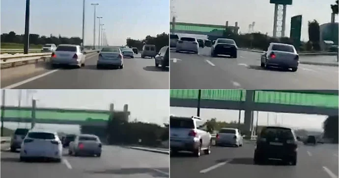 Aeroport yolunda “Mercedes”lə avtoxuliqanlıq edən sürücü 90 KU 930 VİDEO