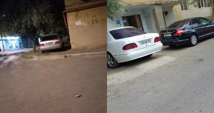 Bakıda maşını evə salmağa çalışan sürücülər var Blokun girişini zəbt edirlər FOTO