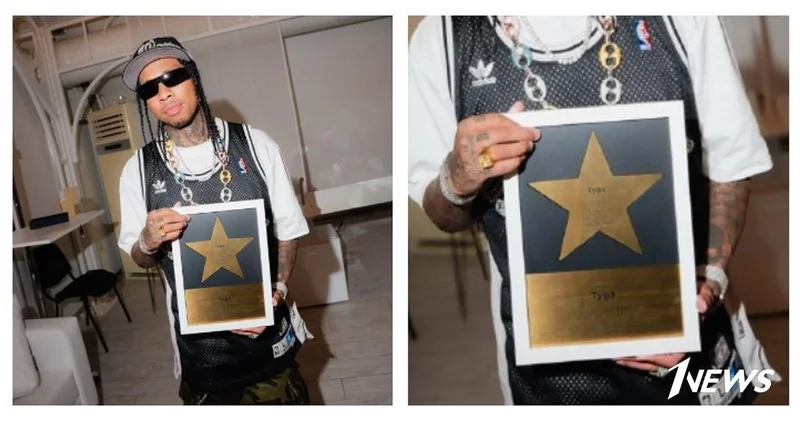 На Аллее Славы в Баку зажглась звезда рэпера Tyga ФОТО