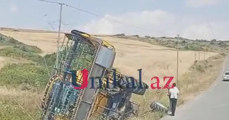 Şamaxıda kombayn aşdı VİDEO