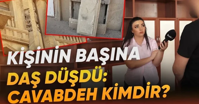 Ticarət mərkəzinin yanından keçən kişinin üzərinə daş düşdü: Problemi kim həll etməlidir?