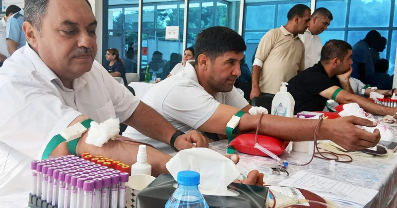 Şabranda keçirilən aksiyada 100 nəfərə yaxın donor könüllü qan verib
