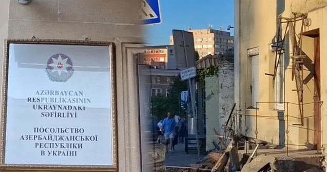 Raketin zərər vurduğu səfirliyimizin görüntüləri Video