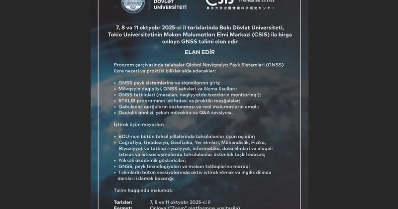 BDU tələbələrinin nəzərinə: Onlayn GNSS təlimi