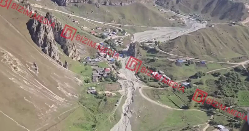 Ləzə kəndinə təhlükə yaradan palçıq axını Helikopterdən lentə alınan GÖRÜNTÜLƏR/ÖZƏL