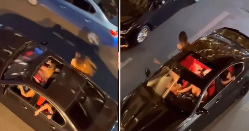 Bakının mərkəzində BMW ilə səs küy salıb, qaydaları pozdular VİDEO