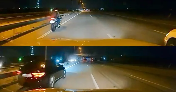 Qaradağda təhlükəli anlar: İki sürücü yolu yarış trasına çevirdi VİDEO