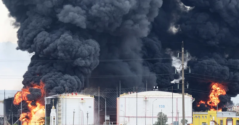 Ukrayna Krıma hücum etdi Neft bazaları yanır