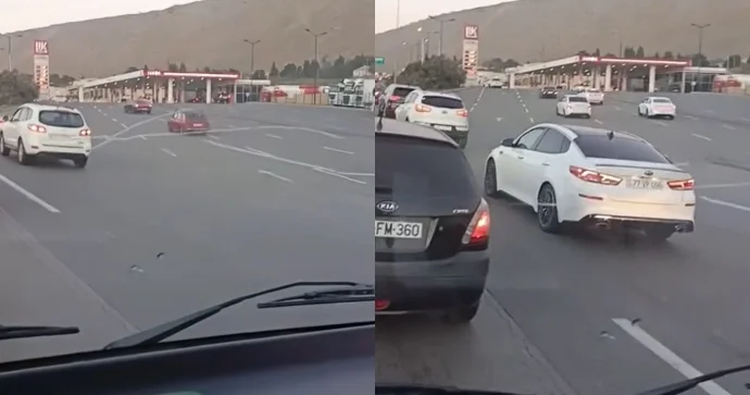 Sıxlıq vaxtı yanacaqdoldurma məntəqəsinə girib 50 metr qabağa düşən ağıllı sürücülər VİDEO