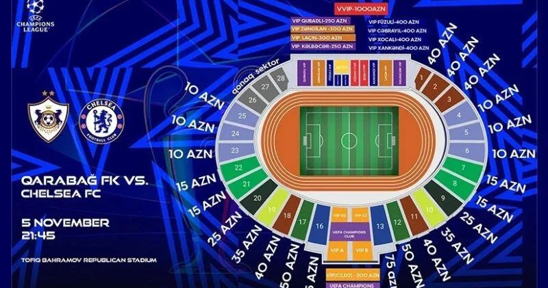 Билеты на матч "Карабах" "Челси" поступили в продажу