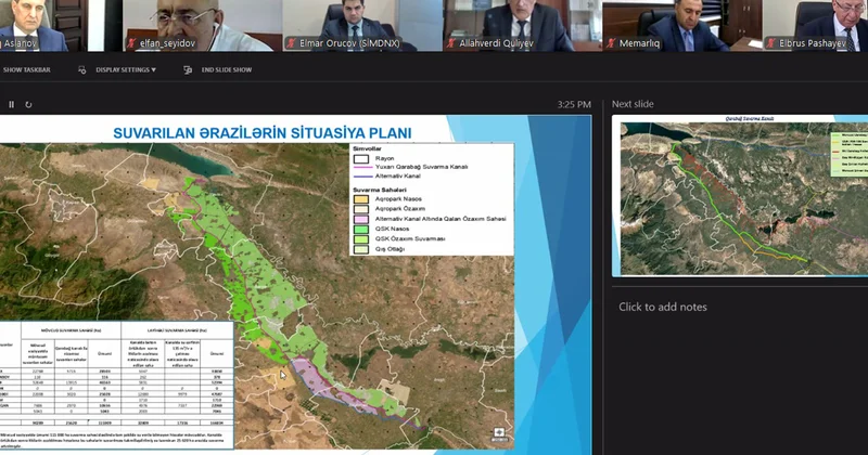 Qarabağ suvarma kanalının yenidən qurulması ilə bağlı növbəti onlayn iclas Fotolar