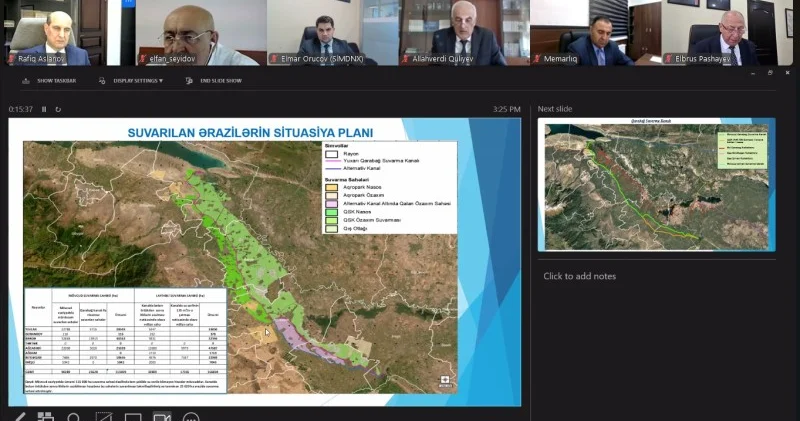 Qarabağ suvarma kanalının yenidən qurulması ilə bağlı onlayn iclas keçirilib FOTO