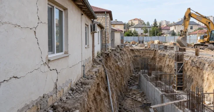 В Хырдалане рядом с домами вырыли двухметровый котлован: жители жалуются на трещины