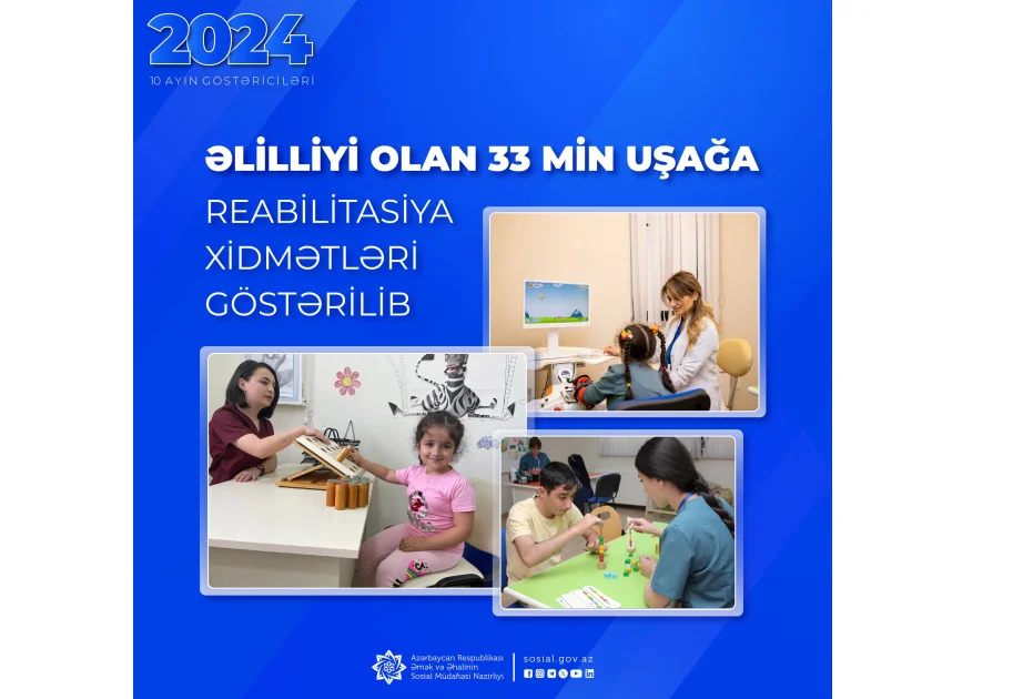 Əlilliyi olan 33 min uşağa reabilitasiya xidmətləri göstərilib