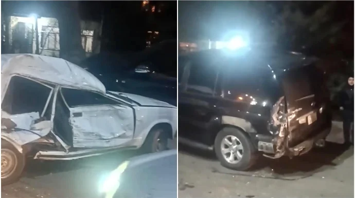 Masallıda qəza: “Toyota Prado” ilə toqquşan “VAZ” əzikəzik oldu VİDEO