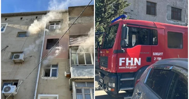 В Сумгайыте горит квартира в жилом доме