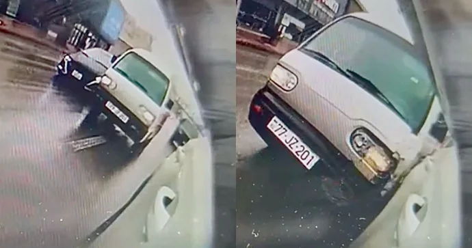 Prospektdə ard arda qayda pozan sürücü sonda qəza törətdi ANBAAN VİDEO