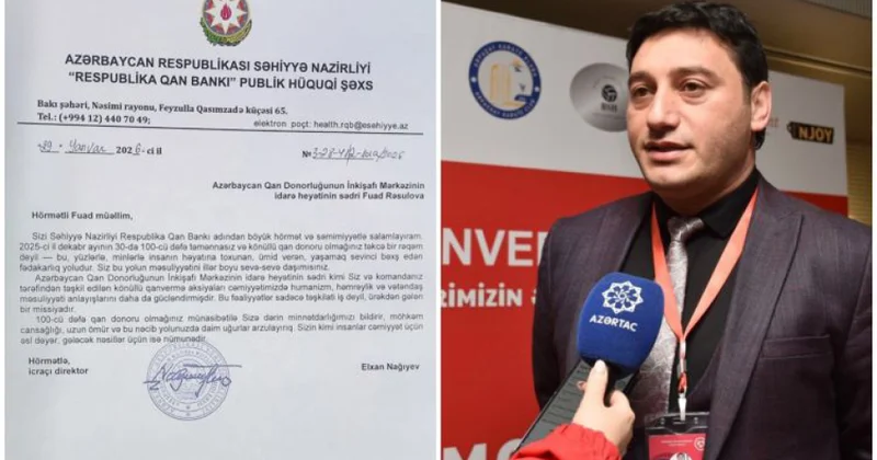 Azərbaycanda 100 cü dəfə qan donorluğu edən şəxs məlum olub