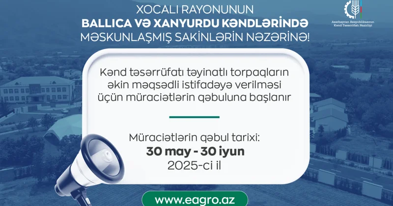 Bu torpaqların istifadəsi üçün müraciətlərin qəbuluna başlanılır