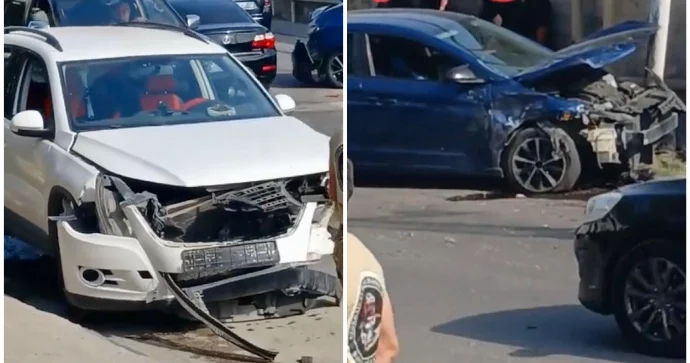 Maştağada sürücü öncə “Hyundai”ı vurdu, ardınca işıq dirəyinə çırpıldı VİDEO
