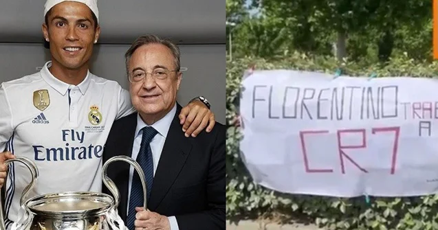 Pankart açıb Peresə səsləndilər “Ronaldonu gətir” Foto