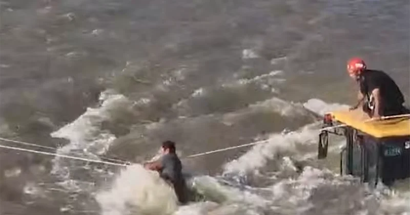“Arpaçay”a düşən traktorçu belə xilas edildi Video