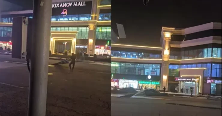 Bakıda külək mall ın damını uçurdu VİDEO