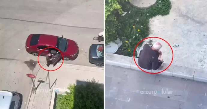 Avtomobili park edib dilənməyə başlayan şəxsin GÖRÜNTÜLƏRİ YAYILDI VİDEO