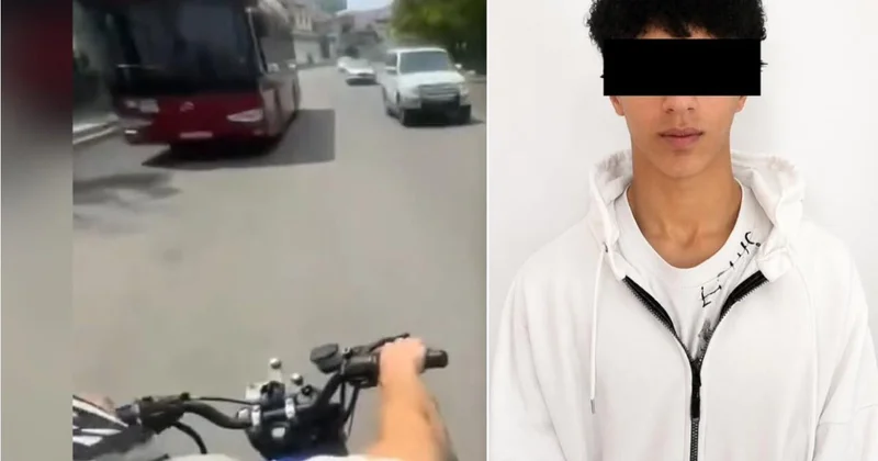 В Баку байкер выехал на встречку ради TikTok ВИДЕО