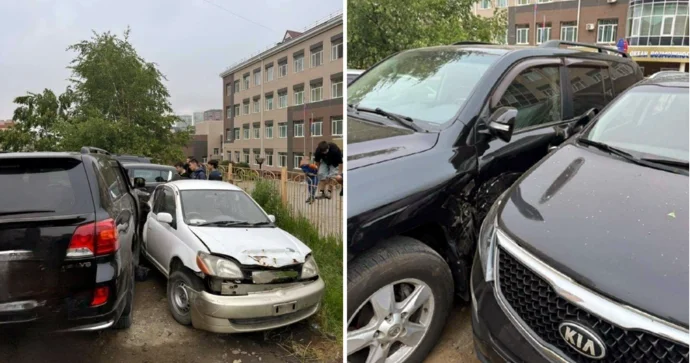 Yeniyetmə “Prado” ilə qəza törədib 5 avtomobili əzdi Polis araşdırmaya başladı FOTO VİDEO