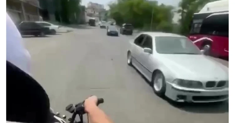 Bakıda motosiklet sürücüsü yolda təhlükə saçdı: TikTok üçün videoya görə... (Video)