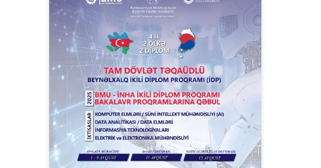 BMU İNHA ikili diplom proqramına sənəd qəbulunun tarixləri açıqlanıb