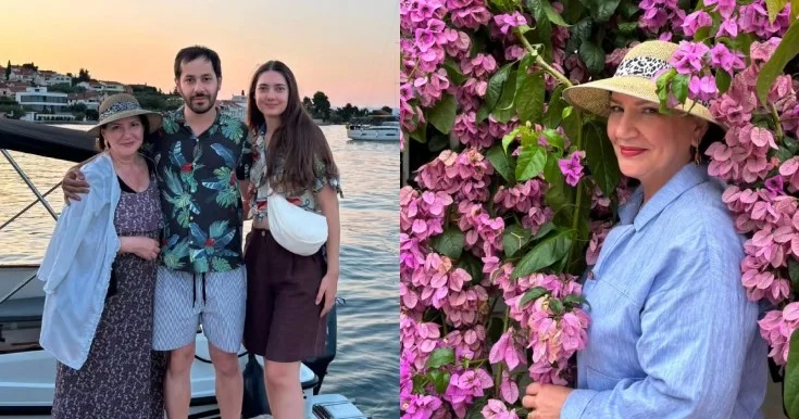 Aktrisa oğlu və gəlini ilə Avropa tətilində Fotolar