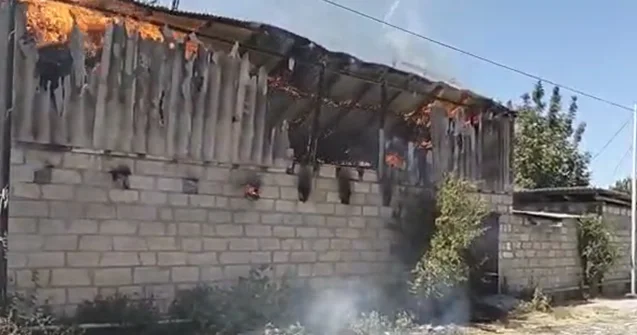 Ağcabədidə yanğın, heyvanlar tələf oldu, qadın xəsarət aldı Video