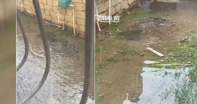 Xırdalanda içməli su borusu PARTLADI Həyəti su basdı