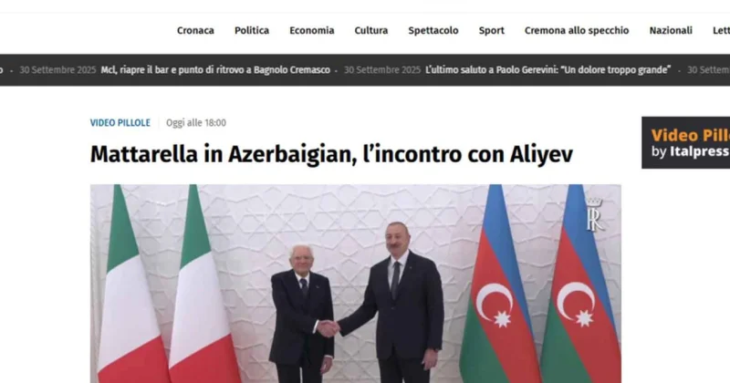 Mattarellanın Azərbaycana rəsmi səfəri İtaliya mediasında