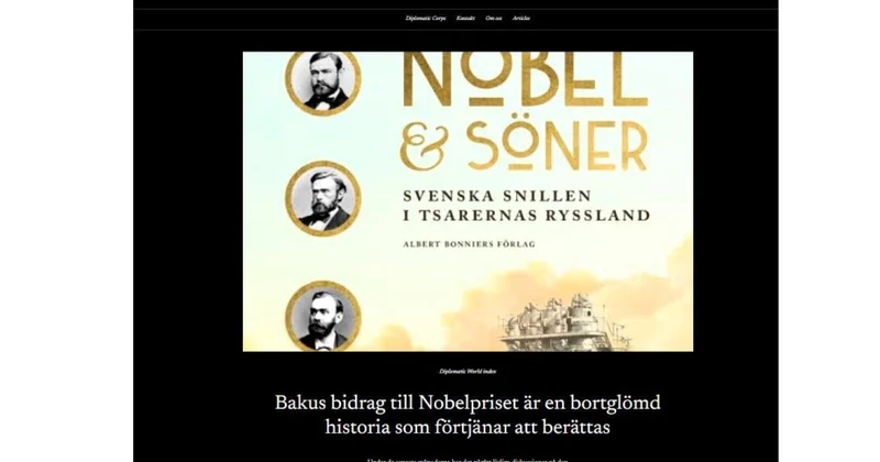 “Diplomatic World Sweden” Bakının Nobel mükafatına verdiyi töhfəyə həsr olunan məqalə dərc edib