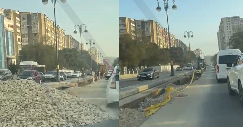 “Gəncə prospekti bir həftədən çoxdur qazılıb, tıxacda əziyyət çəkirik” Video