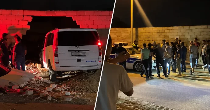 Bakıda mikroavtobus divara çırpıldı VİDEO