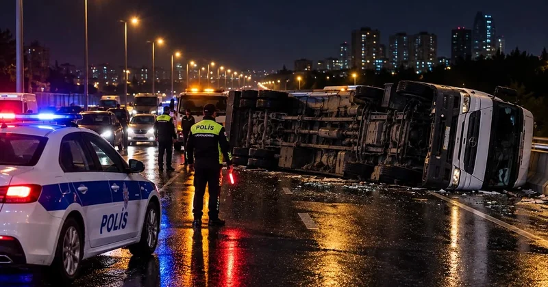 Zığ şosesində yük maşını aşdı: Yol bağlandı