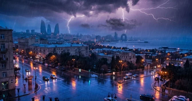 Azərbaycanda yağış yağır, bəzi yerlərdə leysan xarakterlidir FAKTİKİ HAVA