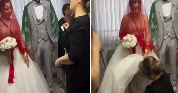 Gəlinin anasından bəyə soyuq duş Qızının ətəyini qaldırıb... VİDEO